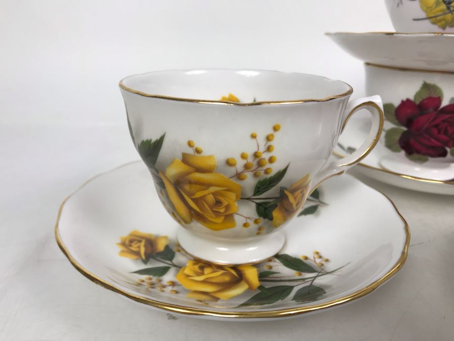 JUST ADDED - (6) English Royal Vale Bone China Cups And Saucers And (2 ...