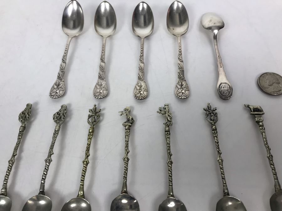 JUST ADDED - (5) Vintage 1847 Rogers Bros Seashore Themed Demitasse Spoons And (7) Italian Demitasse Spoons [Photo 4]