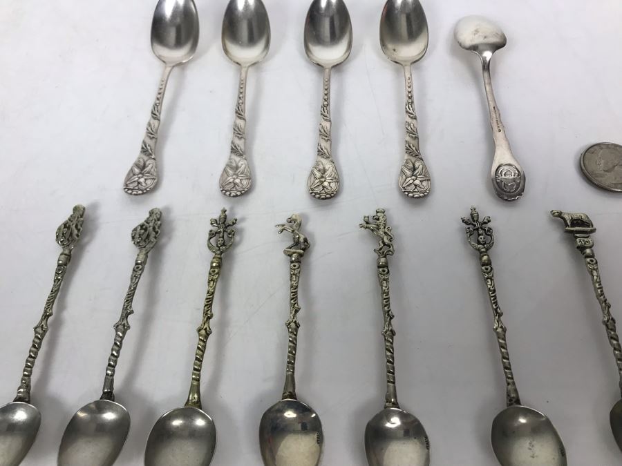 JUST ADDED - (5) Vintage 1847 Rogers Bros Seashore Themed Demitasse Spoons And (7) Italian Demitasse Spoons [Photo 3]