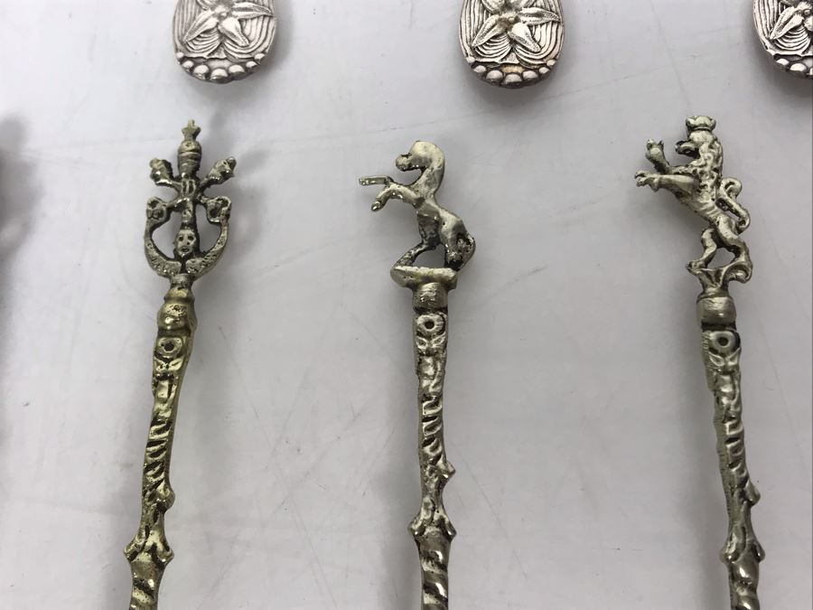 JUST ADDED - (5) Vintage 1847 Rogers Bros Seashore Themed Demitasse Spoons And (7) Italian Demitasse Spoons [Photo 9]