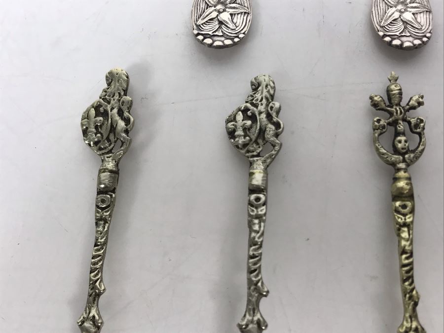 JUST ADDED - (5) Vintage 1847 Rogers Bros Seashore Themed Demitasse Spoons And (7) Italian Demitasse Spoons [Photo 10]