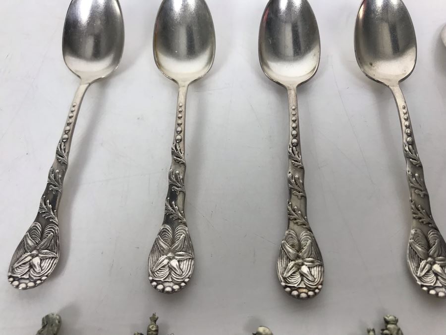 JUST ADDED - (5) Vintage 1847 Rogers Bros Seashore Themed Demitasse Spoons And (7) Italian Demitasse Spoons [Photo 5]