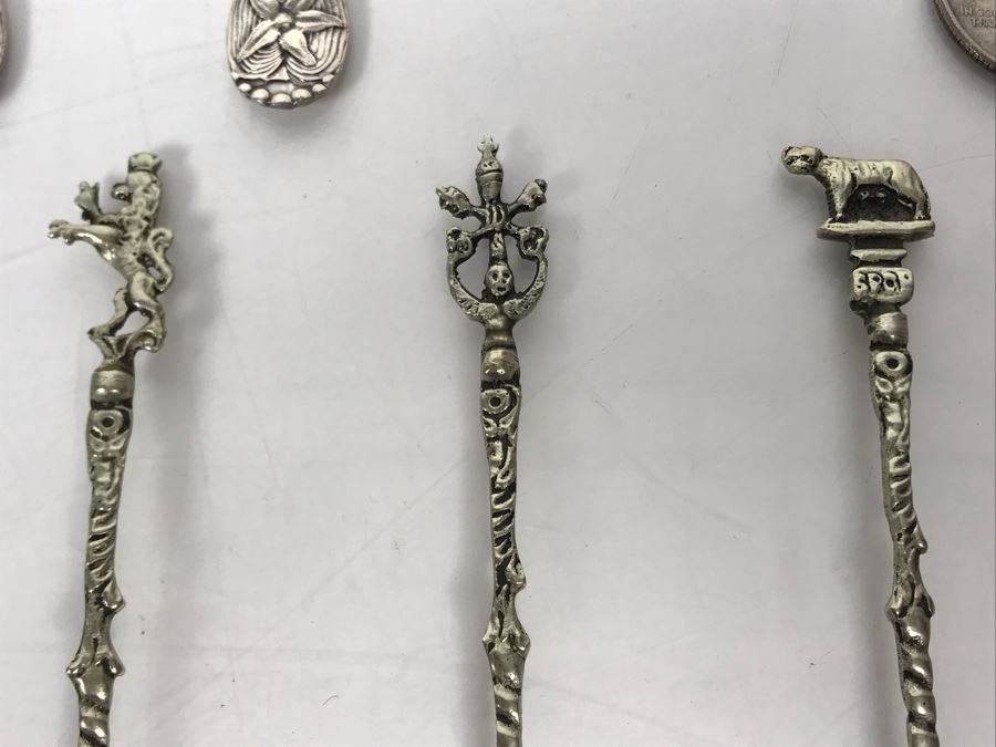 JUST ADDED - (5) Vintage 1847 Rogers Bros Seashore Themed Demitasse Spoons And (7) Italian Demitasse Spoons [Photo 8]