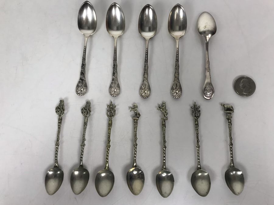 JUST ADDED - (5) Vintage 1847 Rogers Bros Seashore Themed Demitasse Spoons And (7) Italian Demitasse Spoons [Photo 2]