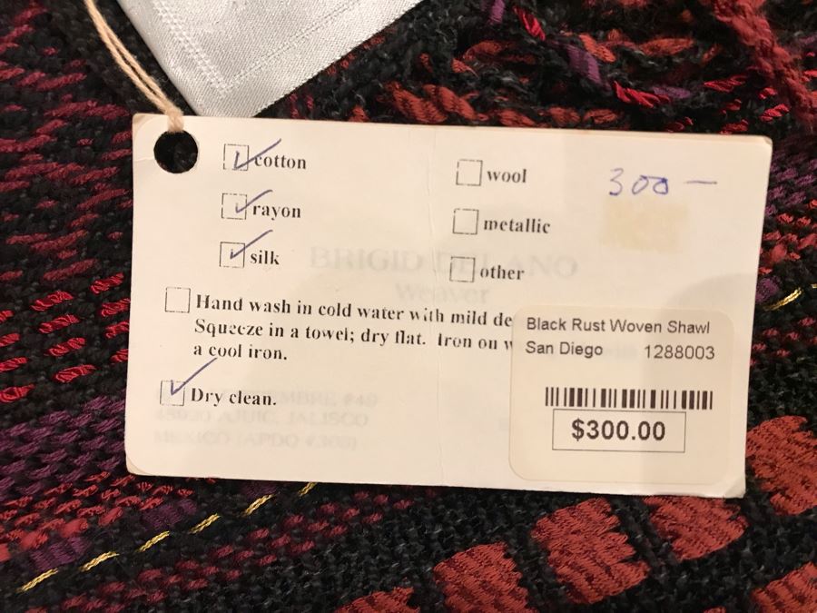 JUST ADDED - New With Tags Brigid Delano Black Rust Woven Shawl New With Tags Retails $300 [Photo 3]