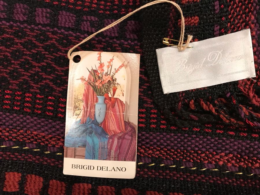 JUST ADDED - New With Tags Brigid Delano Black Rust Woven Shawl New With Tags Retails $300 [Photo 4]