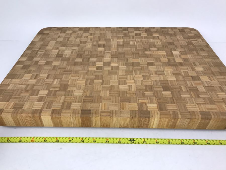JUST ADDED - New Large Totally Bamboo Parquet Cutting Board With Feet 22 X 16