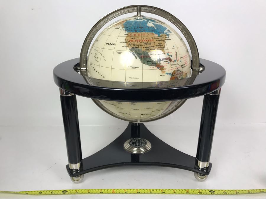 Inlaid Gemstone Globe 15W X 15H