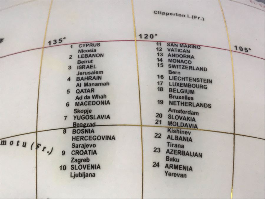 Inlaid Gemstone Globe 15W X 15H [Photo 12]