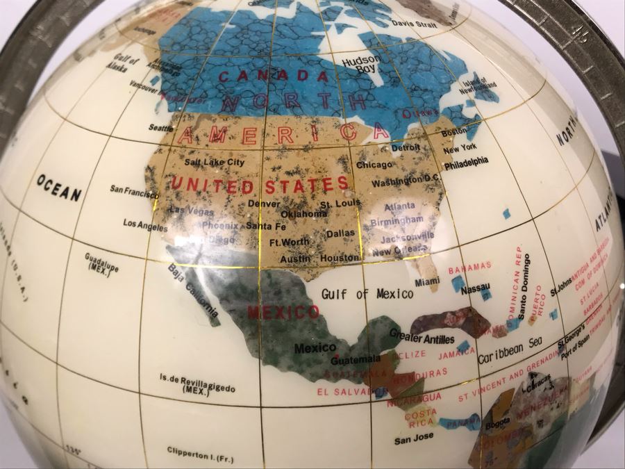 Inlaid Gemstone Globe 15W X 15H [Photo 3]