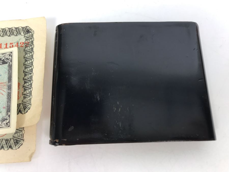 Five Cents Military Payment Certificate, Pair Of Japanese 10 Yen Nippon Currency Notes And Asian Wooden Lacquer Wallet [Photo 15]