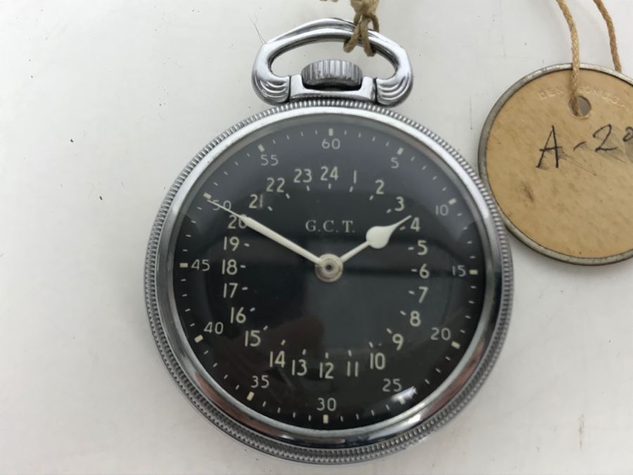 WWII Era Military Pocket Watch Hamilton Watch Co Black Dial AN