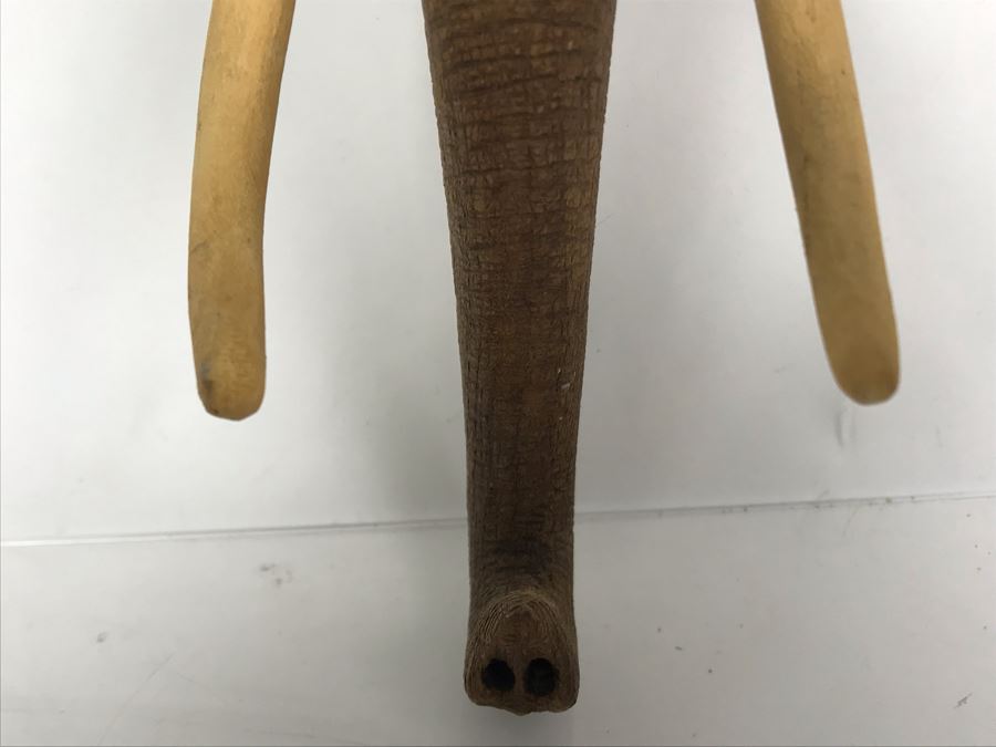 Finely Carved Wooden Elephant's Head Sculpture Wall Mount Signed On Back 7W X 9H [Photo 8]