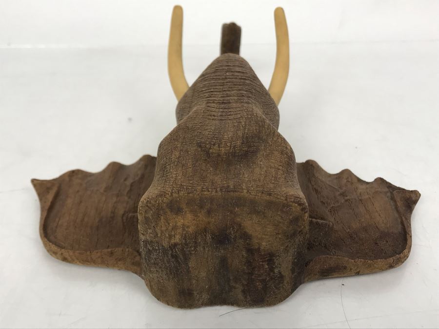 Finely Carved Wooden Elephant's Head Sculpture Wall Mount Signed On Back 7W X 9H [Photo 11]