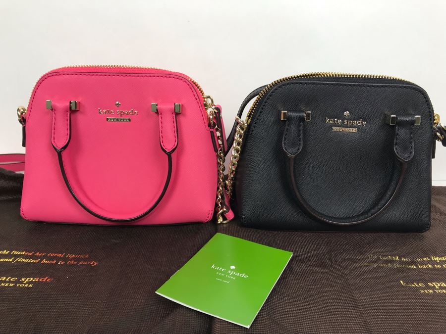 Pair Of New Kate Spade Handbags Pink And Black With Dust Covers