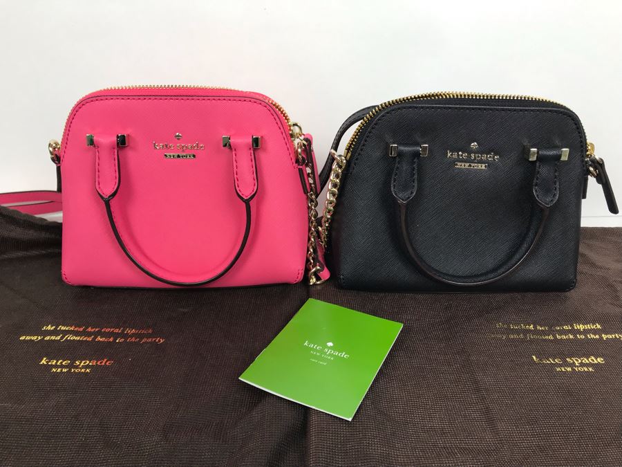 Pair Of New Kate Spade Handbags Pink And Black With Dust Covers