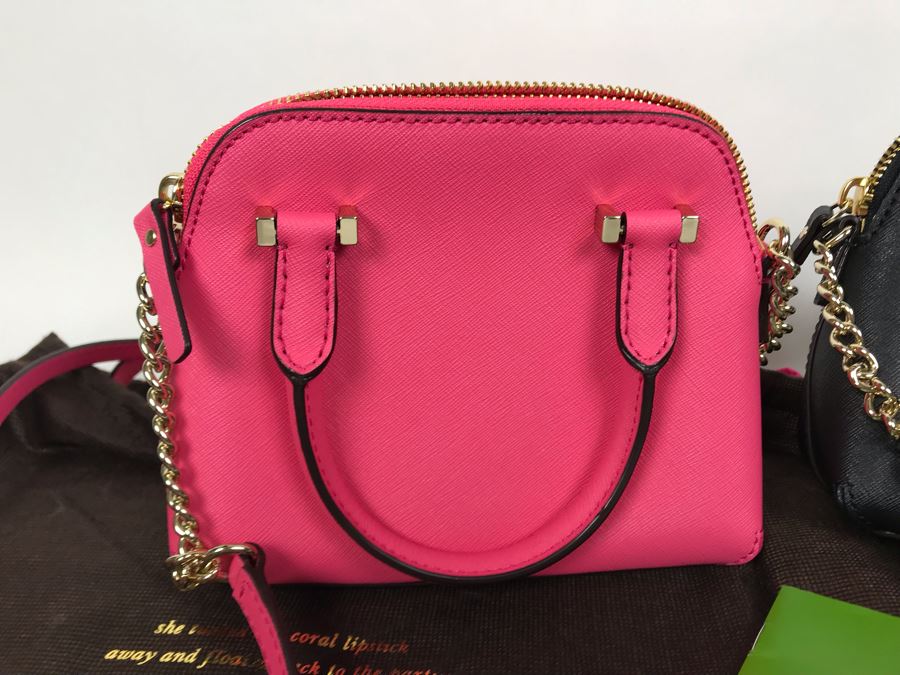 Pair Of New Kate Spade Handbags Pink And Black With Dust Covers [Photo 8]