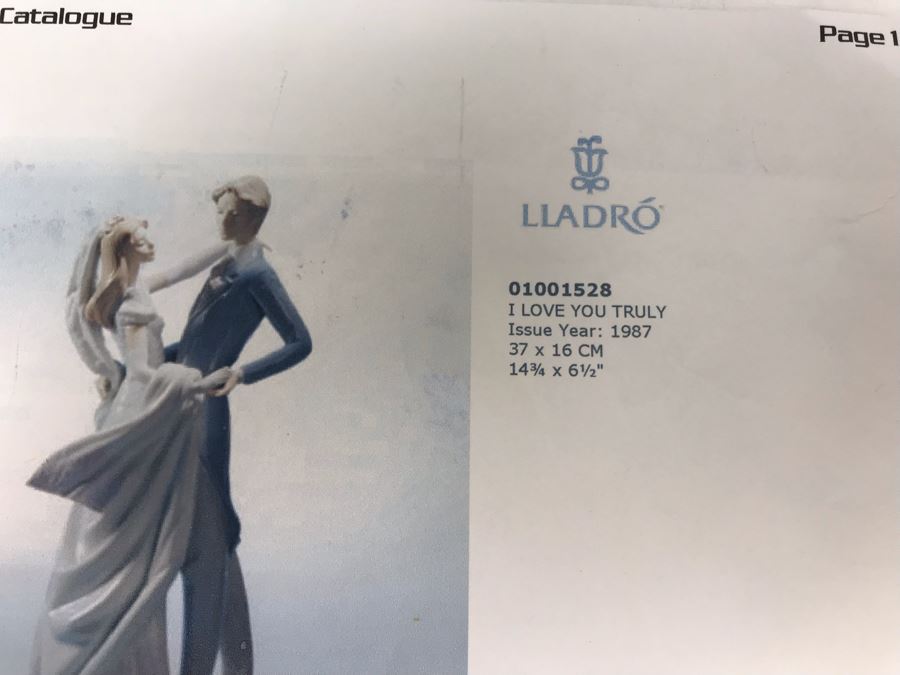 Large 14.75'H Lladro Figurine 'I Love You Truly' With Box Purchased From Pawn Stars Las Vegas Store In 2004 Before TV Show [Photo 22]