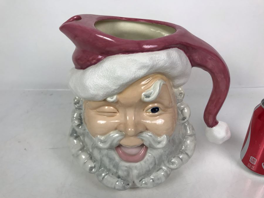 JUST ADDED - Handpainted Santa Claus Pitcher 10H [Photo 2]