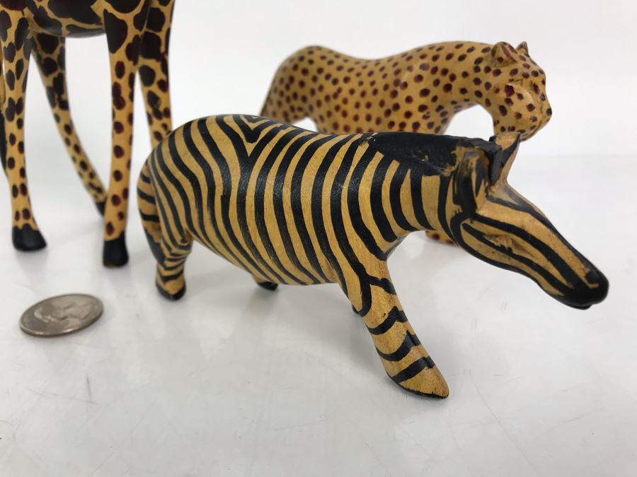 Set Of (3) Carved Wooden Animal Figurines [Photo 3]