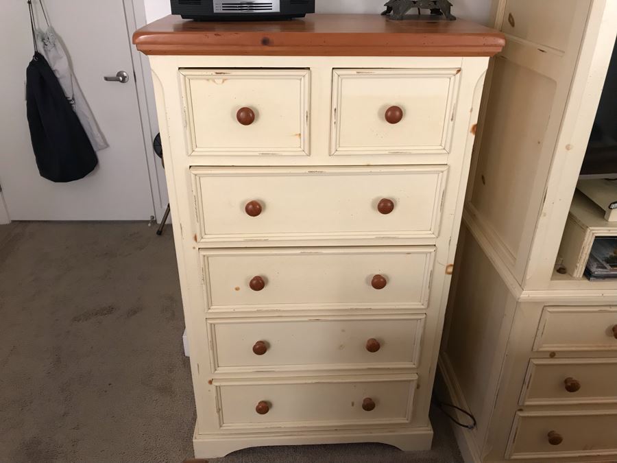 Shabby Chic Pine 6-Drawer Chest Of Drawers Dresser [Photo 6]