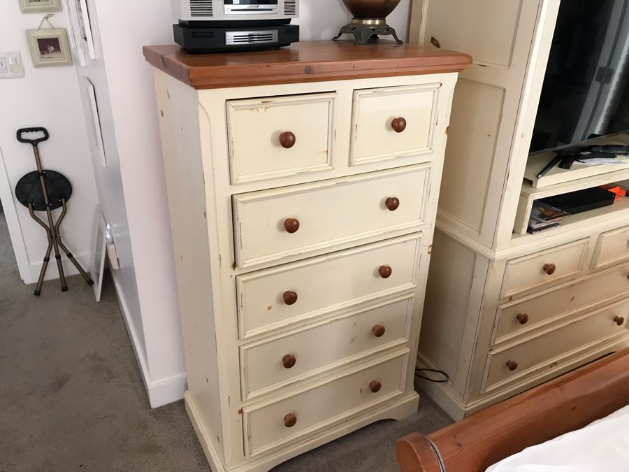 Shabby Chic Pine 6-Drawer Chest Of Drawers Dresser [Photo 3]