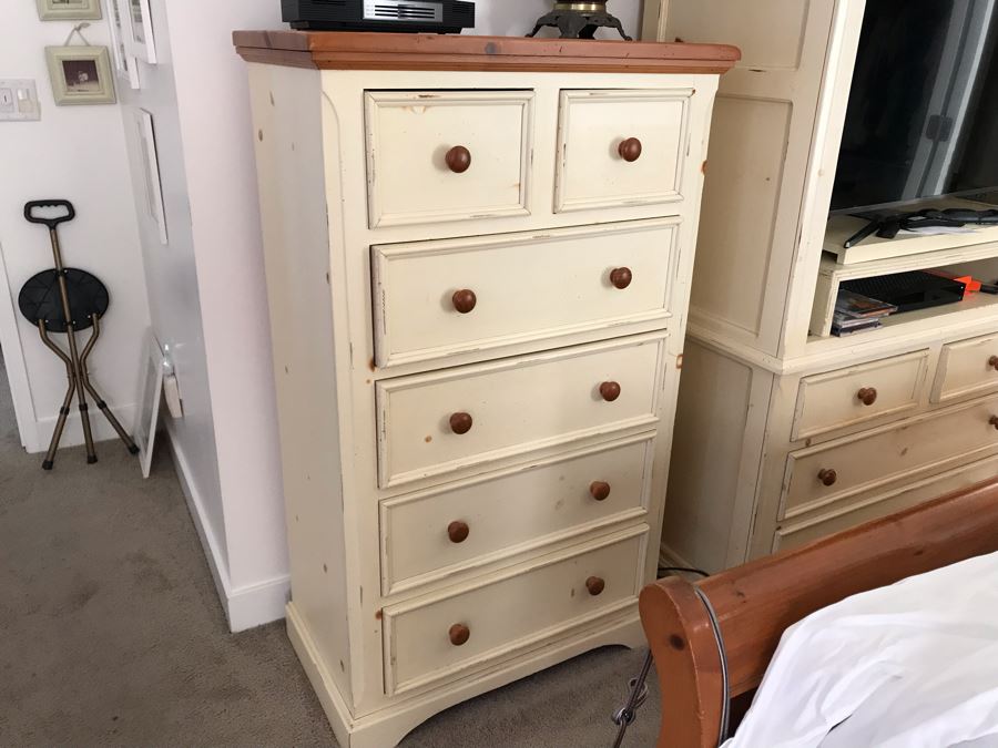 Shabby Chic Pine 6-Drawer Chest Of Drawers Dresser [Photo 2]