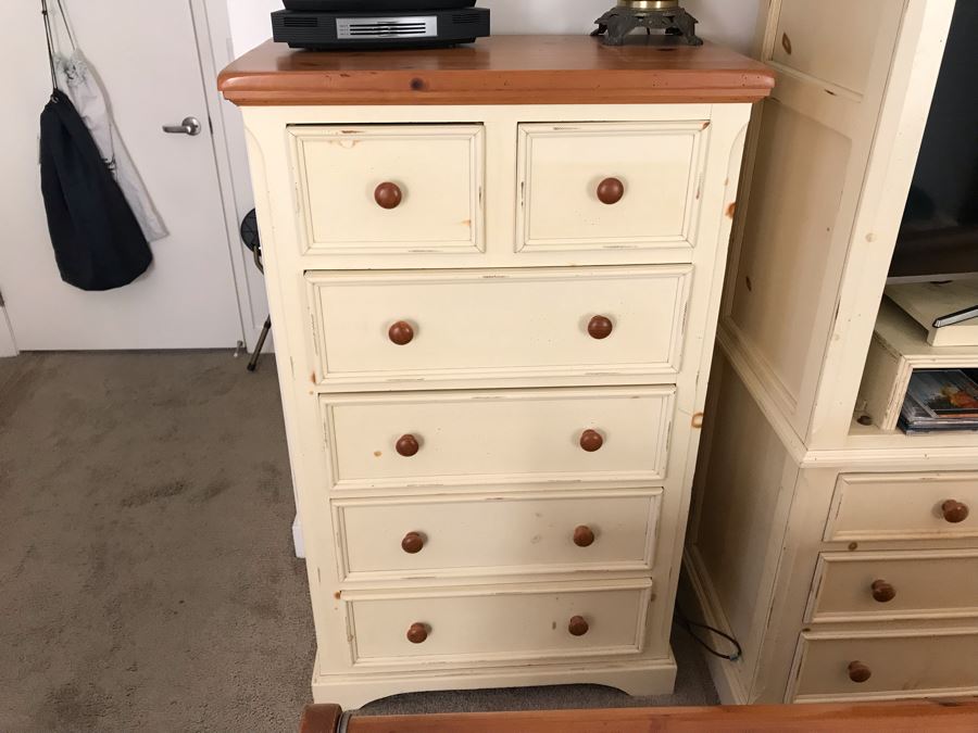Shabby Chic Pine 6-Drawer Chest Of Drawers Dresser [Photo 4]