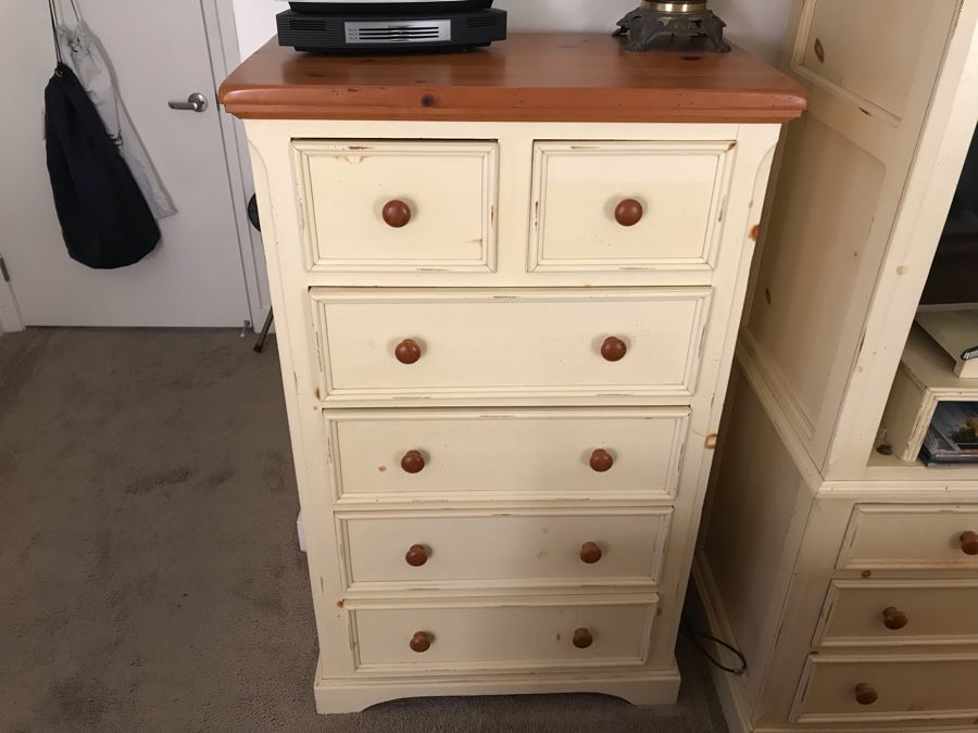 Shabby Chic Pine 6-Drawer Chest Of Drawers Dresser [Photo 5]
