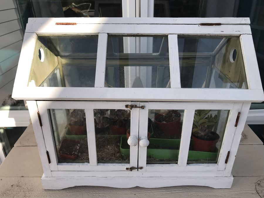 White Shabby Chic Terrarium With Succulent Plants [Photo 2]