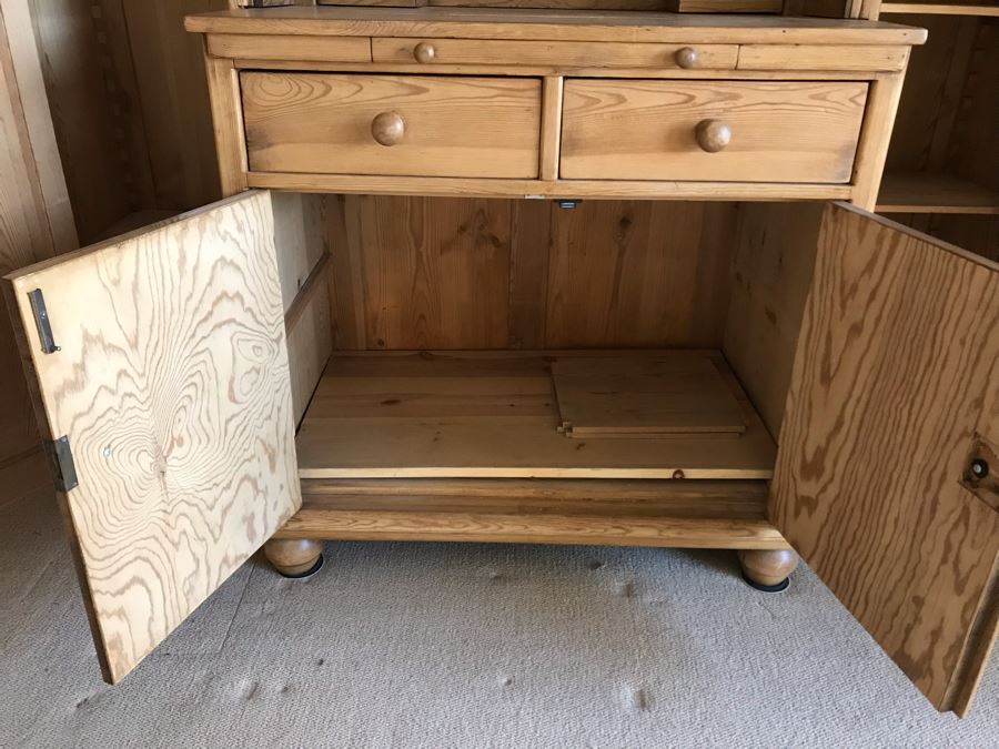 German Antique Pine Wooden Hoosier Cupboard Cabinet With Porcelain Spice Drawers [Photo 16]