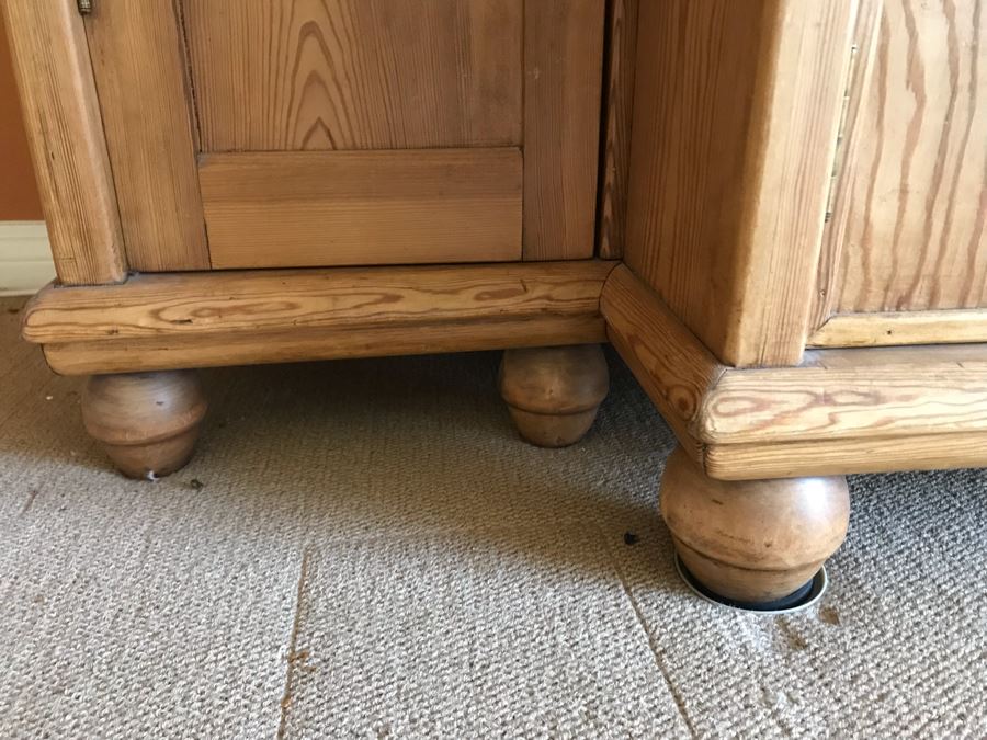 German Antique Pine Wooden Hoosier Cupboard Cabinet With Porcelain Spice Drawers [Photo 21]