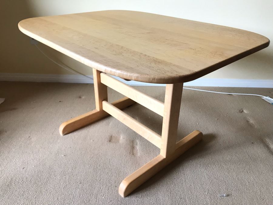 Custom Handcrafted Vermont Blonde Birdseye Maple Finely Sanded Table [Photo 2]