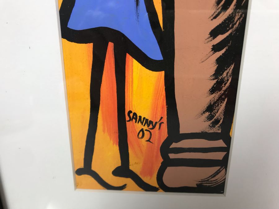 Pair Of Original African Framed Paintings Signed Sanny's 9 X 19 [Photo 4]