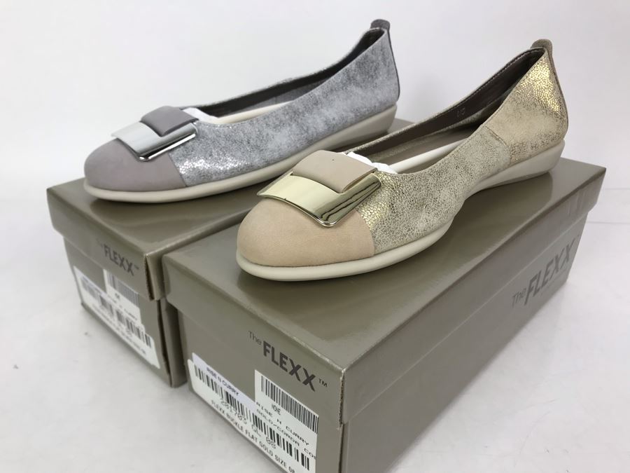 (2) New Pairs Of The Flexx Womens Size 8 Shoes In Gold And Silver