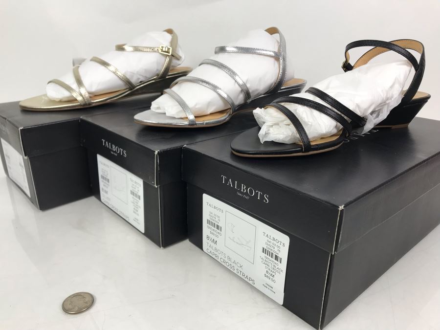 (3) New Pairs Of Talbots Womens Size 8.5 Shoes In Black, Silver And Gold [Photo 2]