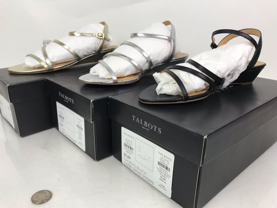 (3) New Pairs Of Talbots Womens Size 8.5 Shoes In Black, Silver And Gold [Photo 1]