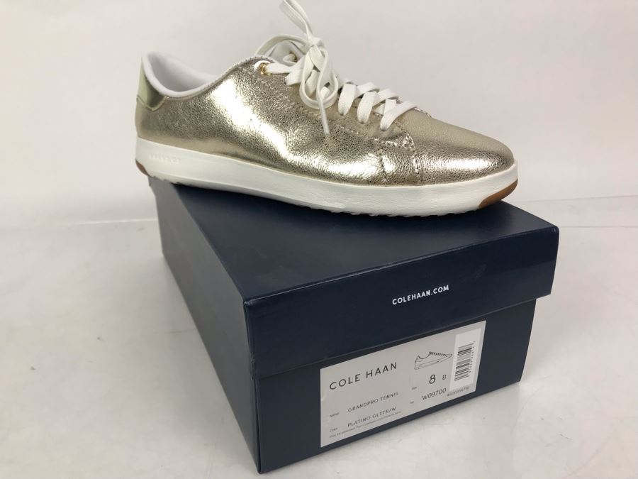 New Pair Of Cole Haan Womens Size 8 Grandpro Tennis Shoe Platino Glitter [Photo 2]