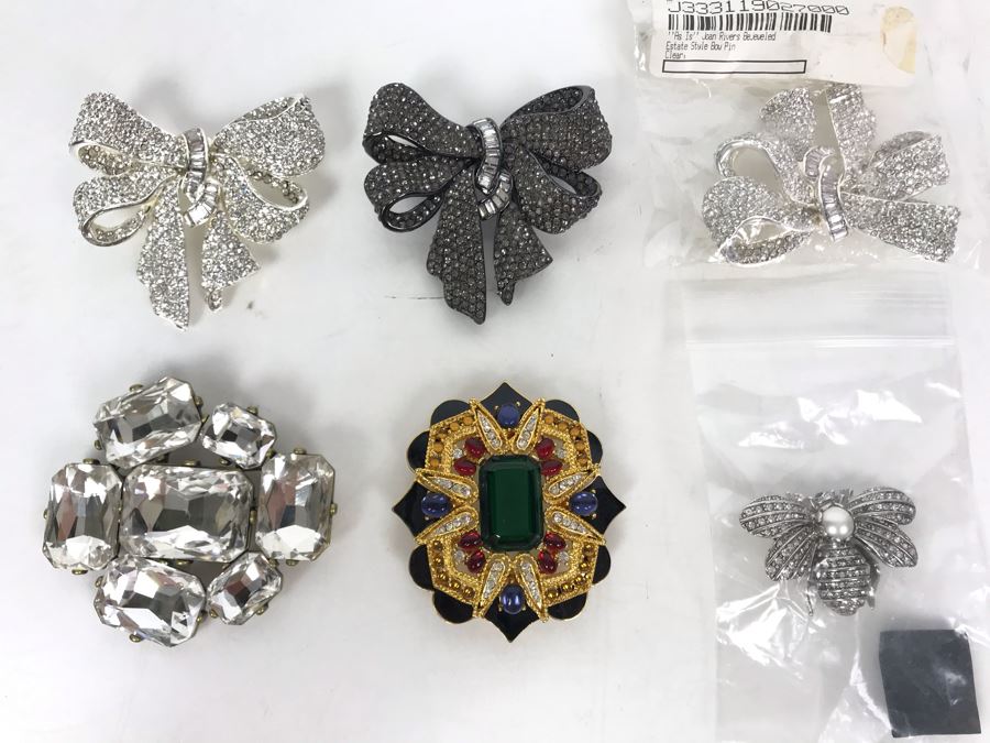 (6) New Joan Rivers Costume Jewelry Brooches Pins [Photo 1]