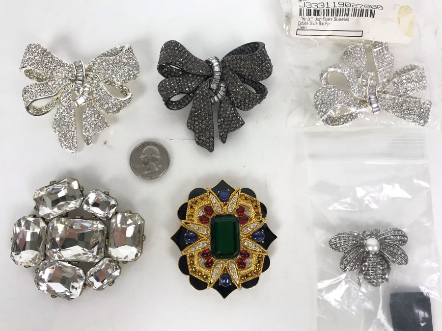 (6) New Joan Rivers Costume Jewelry Brooches Pins [Photo 3]