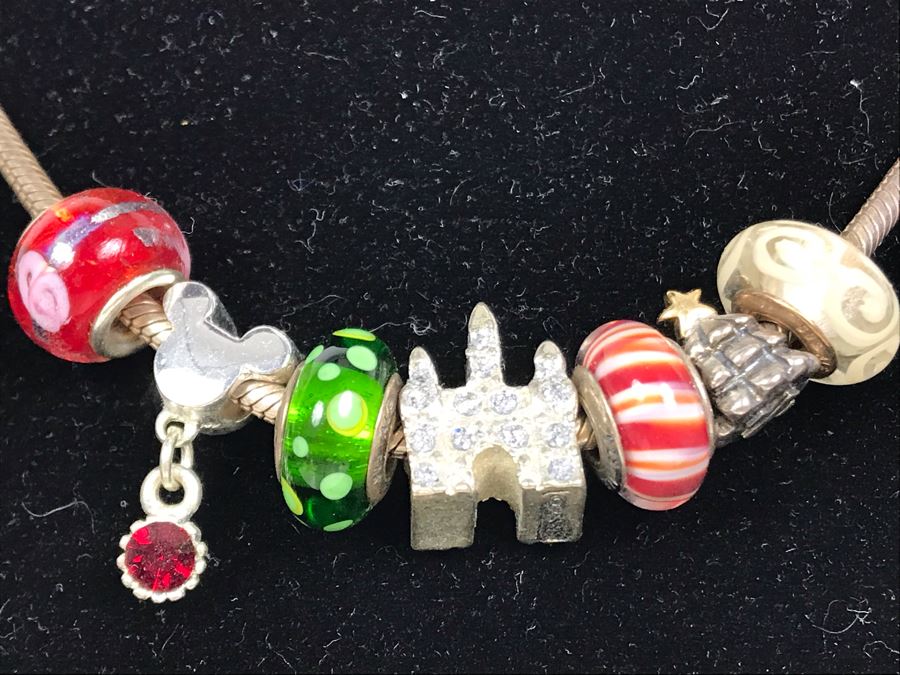 Pandora Sterling Silver Necklace With Disney Christmas Charms Mickey Mouse [Photo 3]