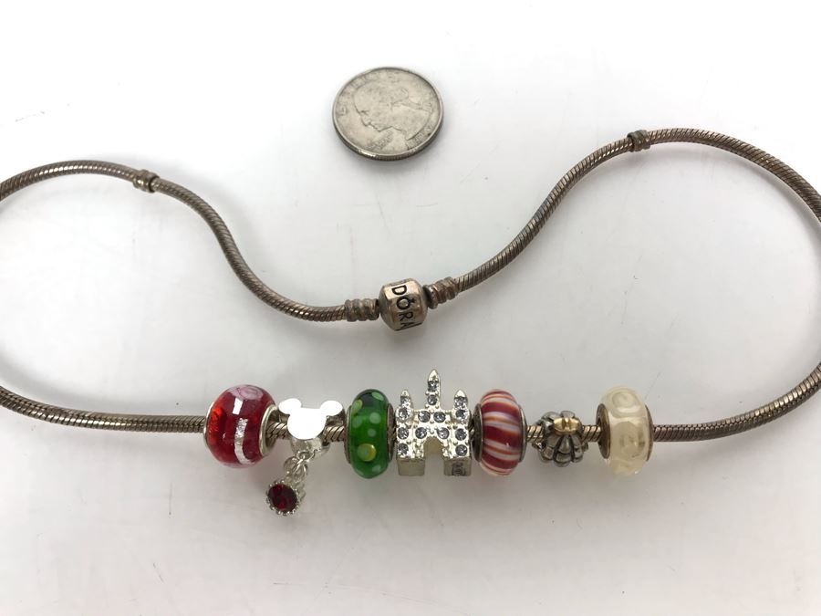 Pandora Sterling Silver Necklace With Disney Christmas Charms Mickey Mouse [Photo 6]