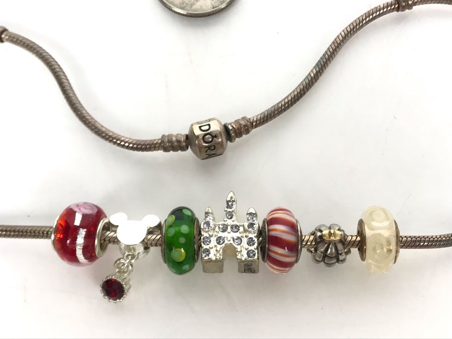 Pandora Sterling Silver Necklace With Disney Christmas Charms Mickey Mouse [Photo 7]