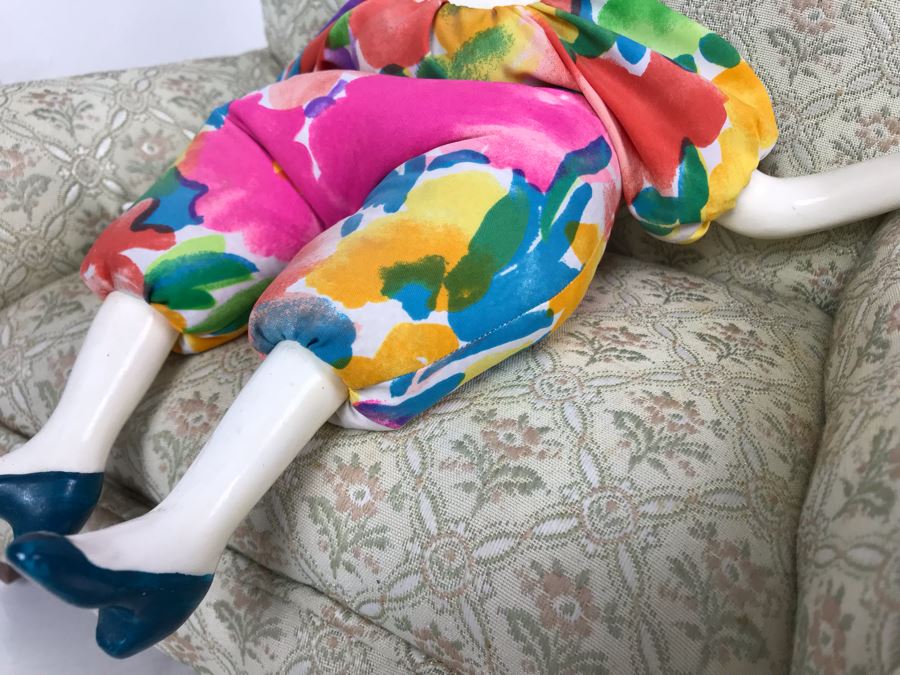 Vintage French Cerri'Art Poupee Porcelain Handmade Pannicum Seed Filled Body Doll With Chair [Photo 7]