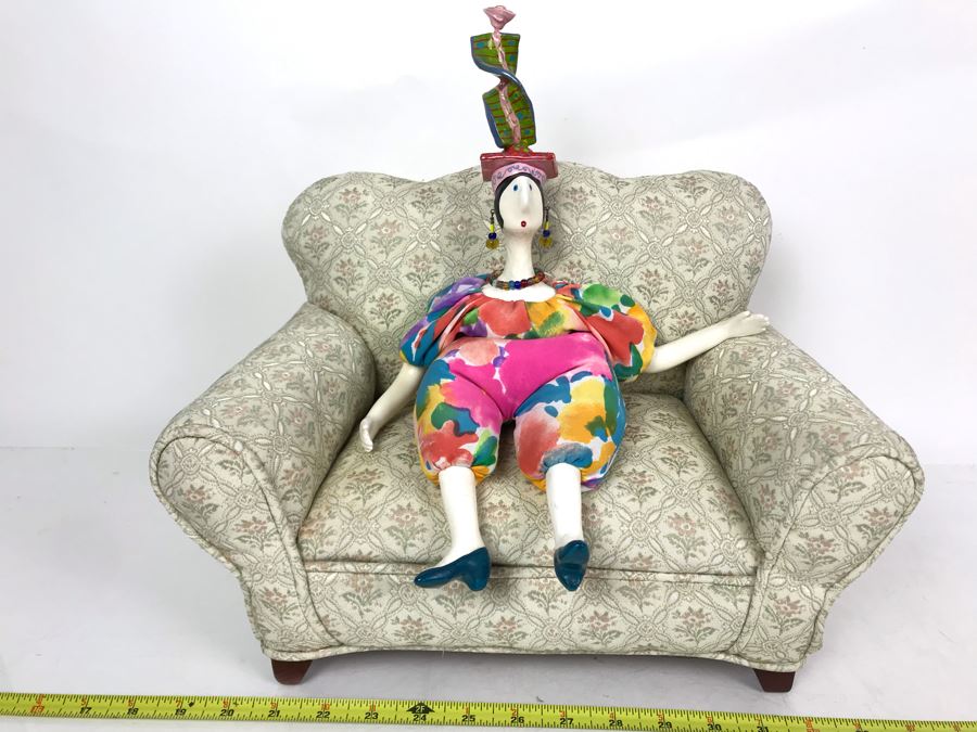 Vintage French Cerri'Art Poupee Porcelain Handmade Pannicum Seed Filled Body Doll With Chair [Photo 1]