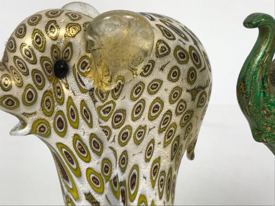 Pair Of Murano Glass Elephants From Lenox Millefiori 4.5H [Photo 4]