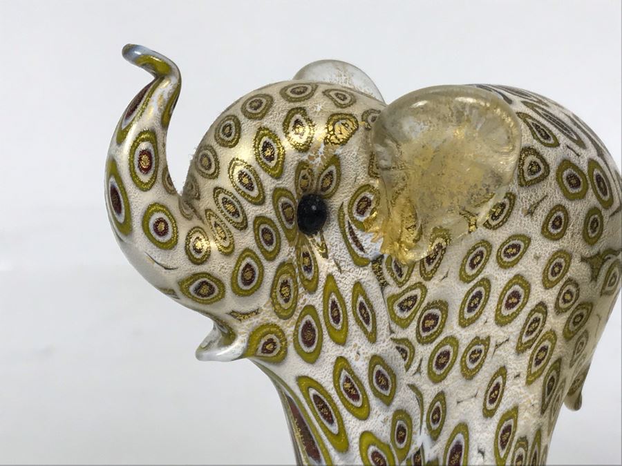 Pair Of Murano Glass Elephants From Lenox Millefiori 4.5H [Photo 3]