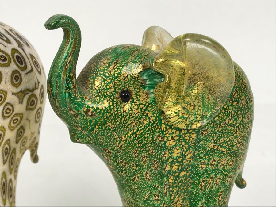 Pair Of Murano Glass Elephants From Lenox Millefiori 4.5H [Photo 6]