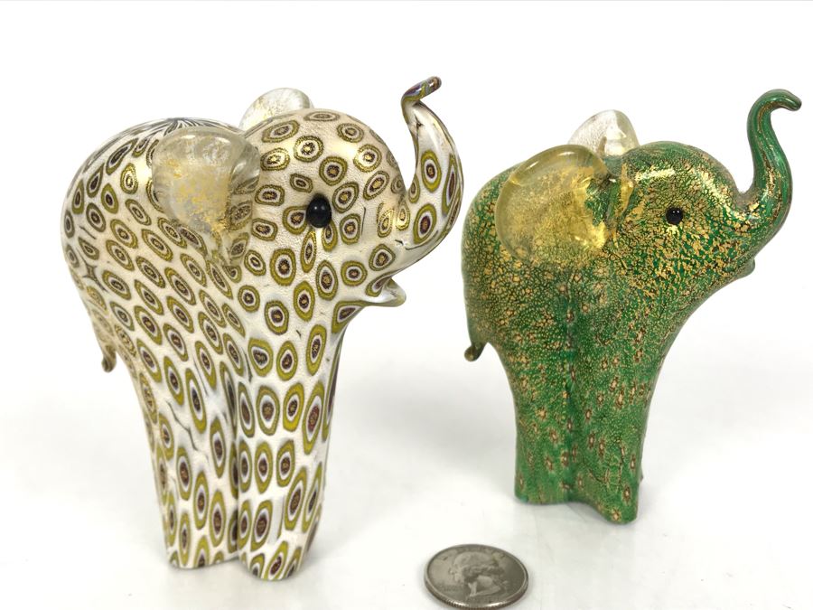 Pair Of Murano Glass Elephants From Lenox Millefiori 4.5H [Photo 8]