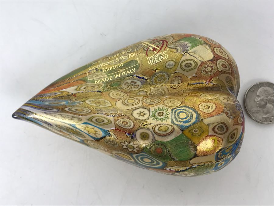 Vetreria Artistica Gambaro & Poggi Murano Art Glass Millefiori Heart Made In Italy 4.5L [Photo 8]